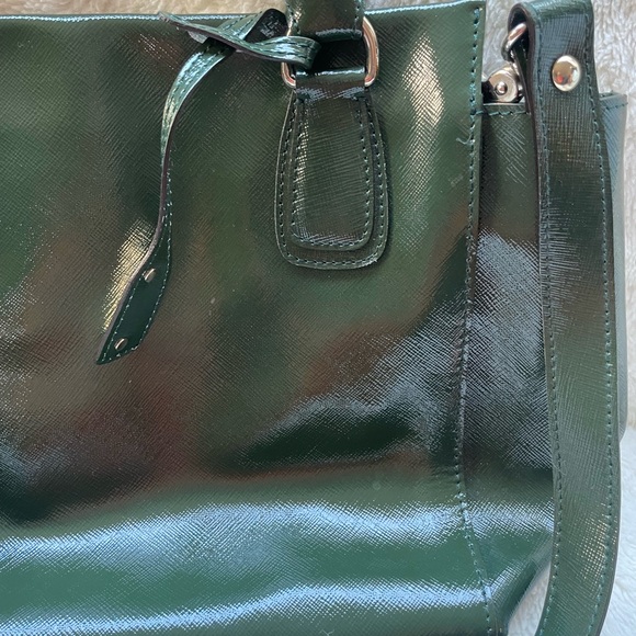 ABRO Saffiano Satchel Crossbody Leather Purse Green - Picture 3 of 14